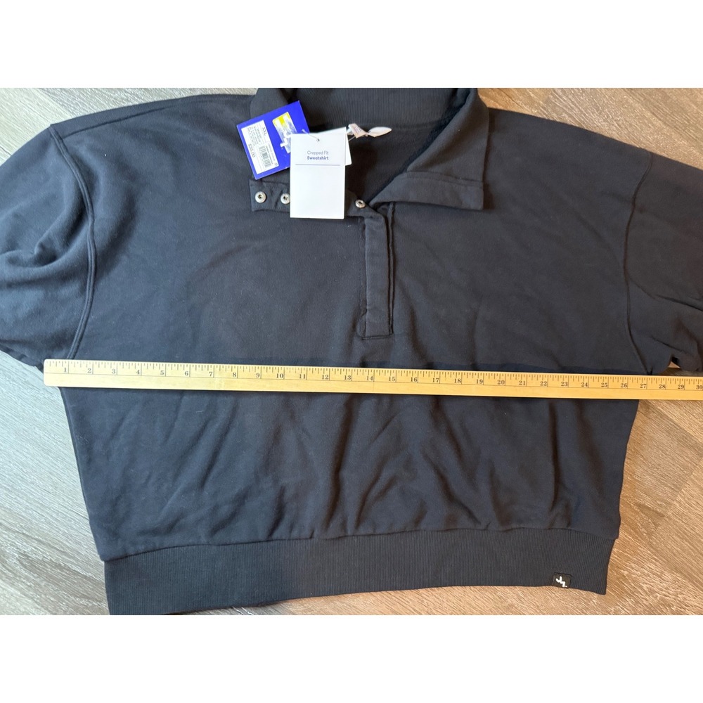 JoyLab Womens XXL Black Cropped Fit Sweatshirt Balloon Sleeve Snap Collar - Picture 12 of 13